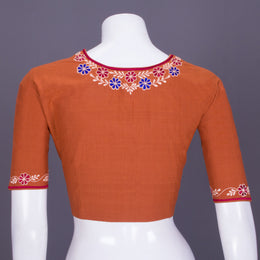 Brown Embroidered Cotton Blouse 10069610 - Avishya