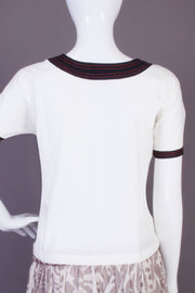 White Boat Neck Cotton Crop Top-Avishya