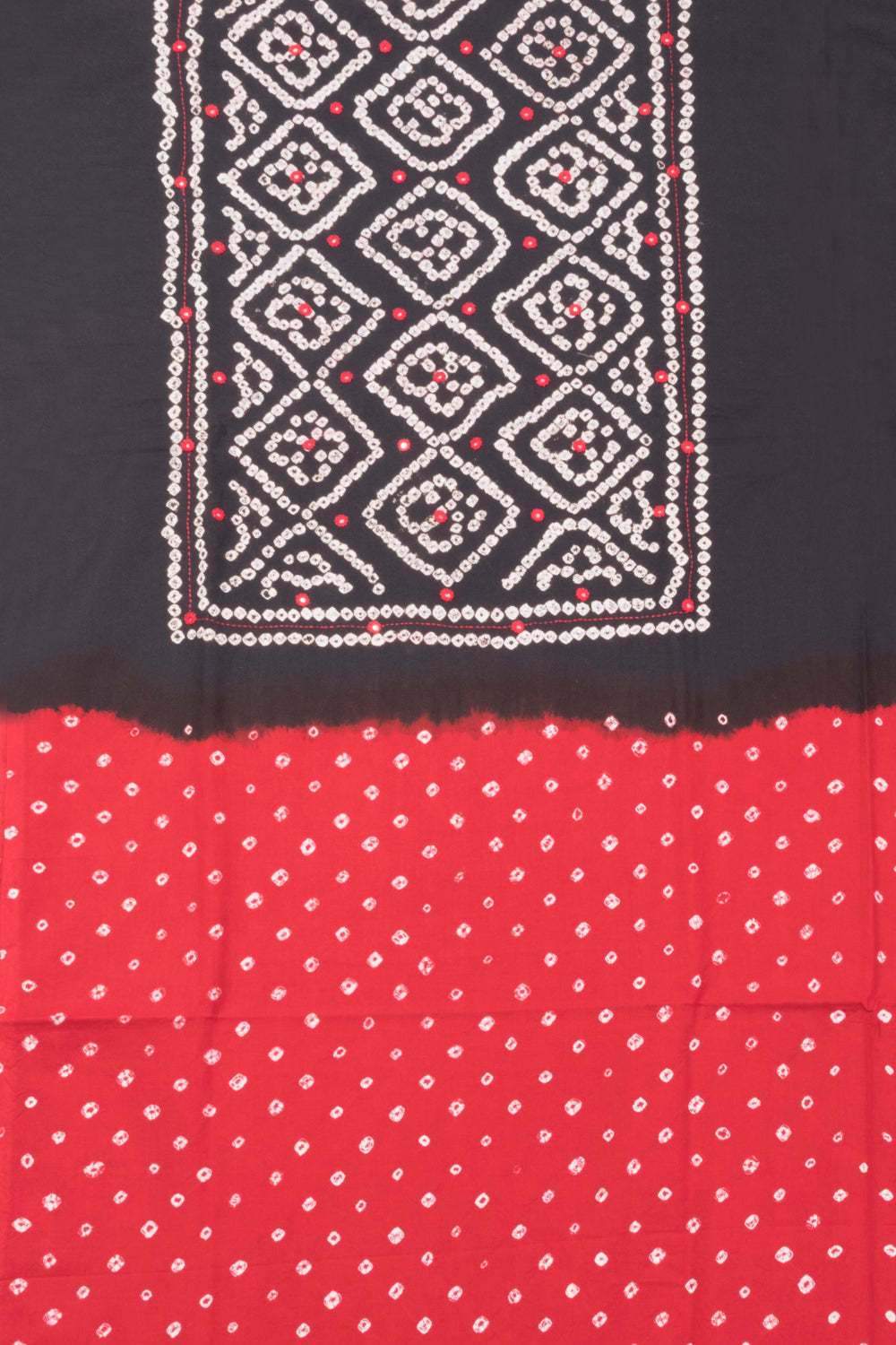 Black Bandhani Cotton 2-Piece Salwar Suit Material-Avishya