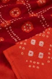 Maroon Handcrafted Bandhani Mulmul Cotton Saree 10055016