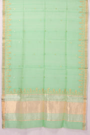 Green Embroidery Silk Cotton Dupatta 10072155