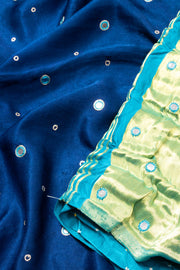 Blue Bandhani Gajji Silk Saree with Lagdi Patti Zari Pallu 10073073