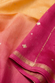 Yellow Handloom Mercersised Saree with Zari Embroidery 10073083