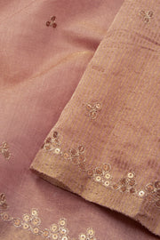 Beige Handloom Mercersised Tissue silk warp Saree with Zari embroidery 10073087