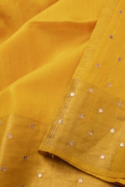 Yellow Handloom Tussar Silk Saree With Sequins Butti 10073088