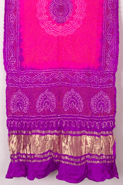 Pink Bandhani Gajji Silk with Lagdi patta Dupatta 10073109