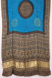 Blue Ajrakh Printed Bandhani Gajji Silk Dupatta 10073121