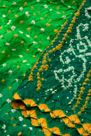 Green Bandhani Gajji Silk Saree with Mukaish Embroidery 10073124