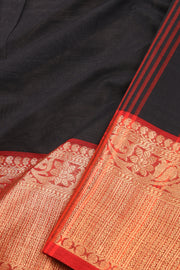 Black Handloom Chettinad Cotton Saree 10064233 