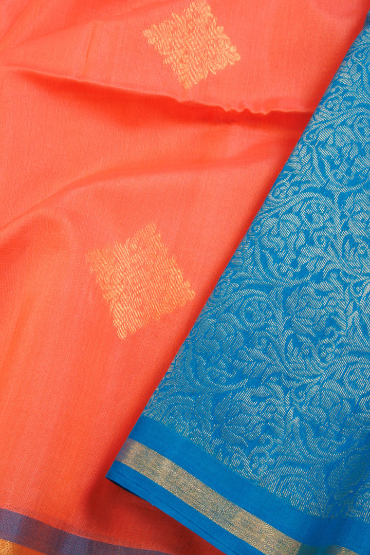 Peach Handloom Kovai Silk Cotton Saree 10069035 - Avishya