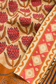 Brown Vanaspathi Printed Mulmul Cotton Saree 10069096 - Avishya