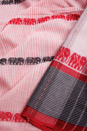 Blush Pink Handloom Dhaniakhali Cotton Saree - Avishya