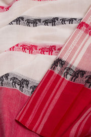 Off White Handloom Dhaniakhali Cotton Saree 10068868 - Avishya