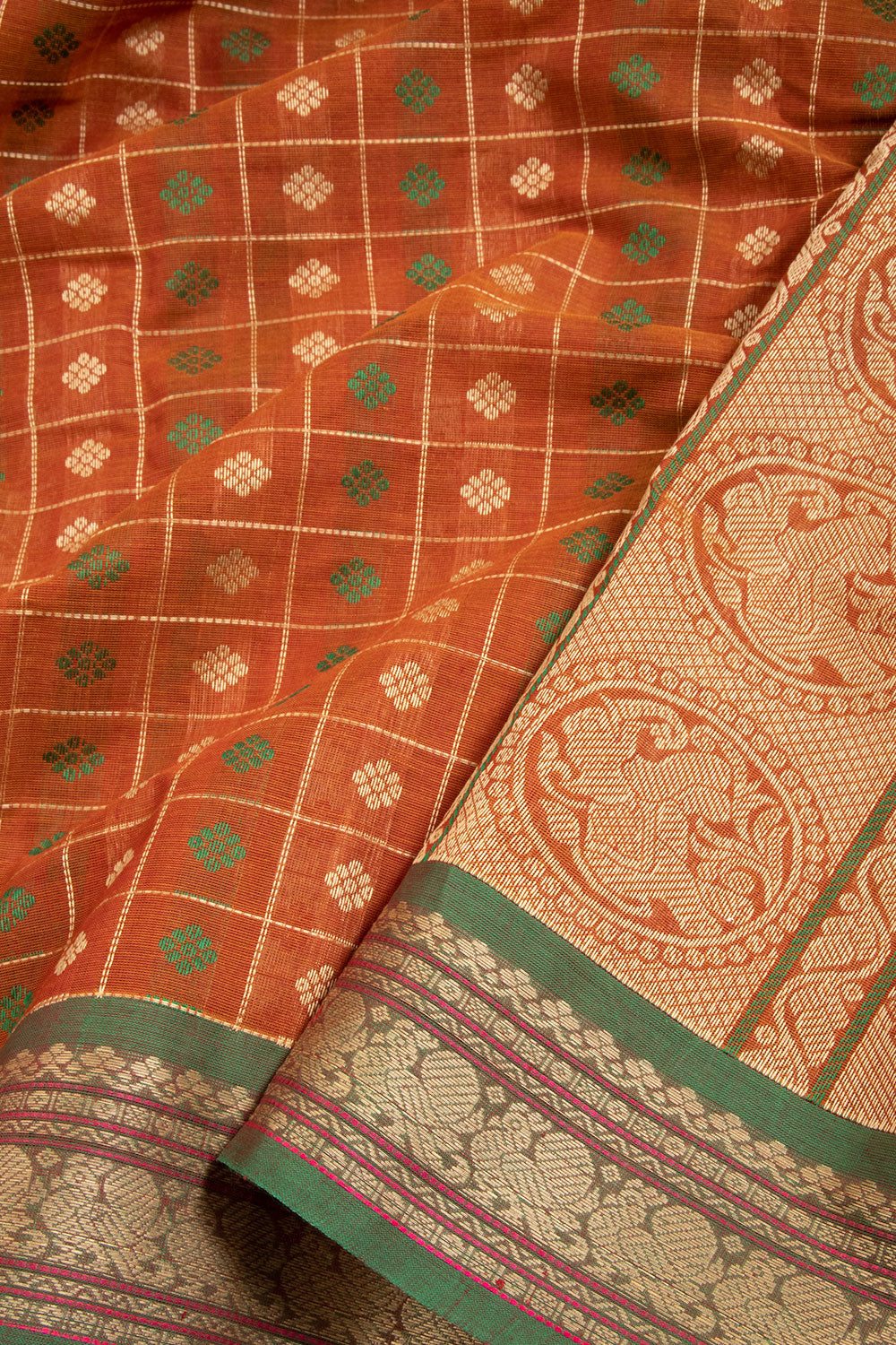 Brown Kanchi Cotton Saree 10068670 - Avishya