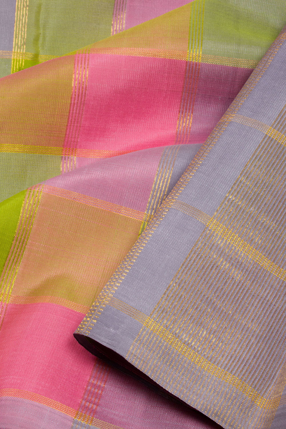 Multicolour Checks Handloom Kanjivaram Silk Saree 10069149