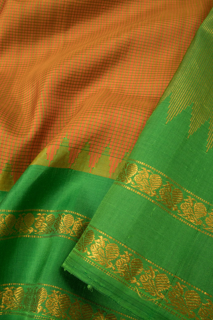 Cider Orange Handloom Gadwal Kuttu Silk Saree - Avishya