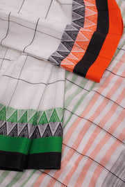 White Handloom Dhaniakhali Cotton Saree - Avishya