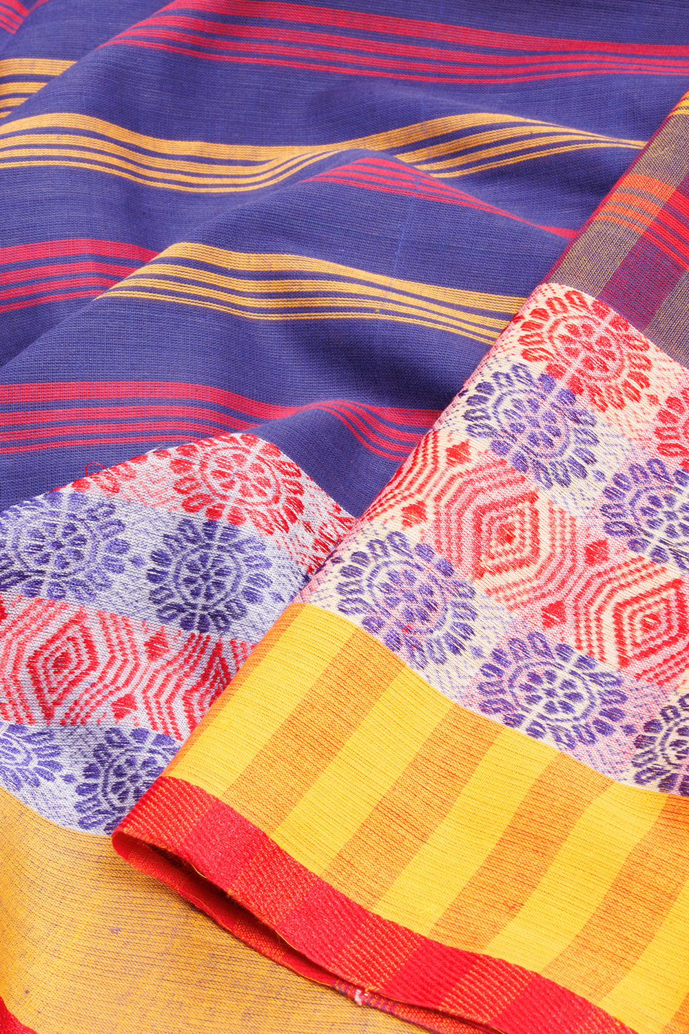 Blue Handloom Dhaniakhali Cotton Saree - Avishya