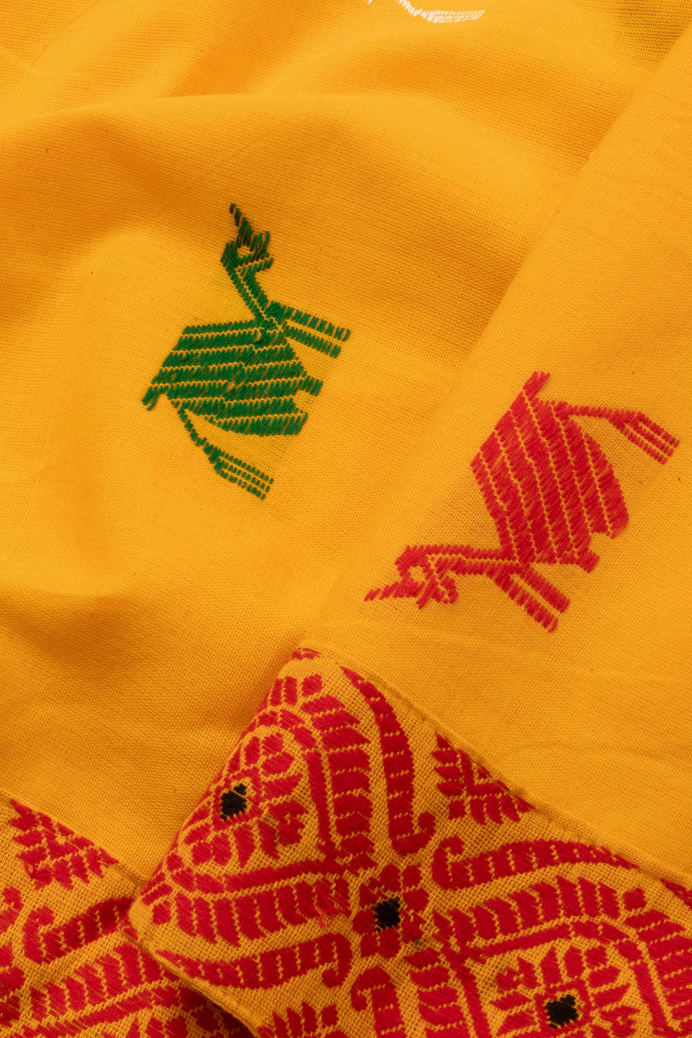Yellow Handloom Assam Cotton Saree - Avishya
