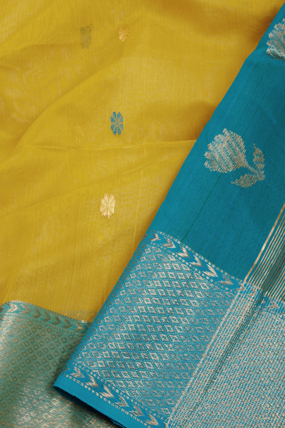 Yellow Handloom Maheshwari Silk Cotton Saree 10068875 - Avishya