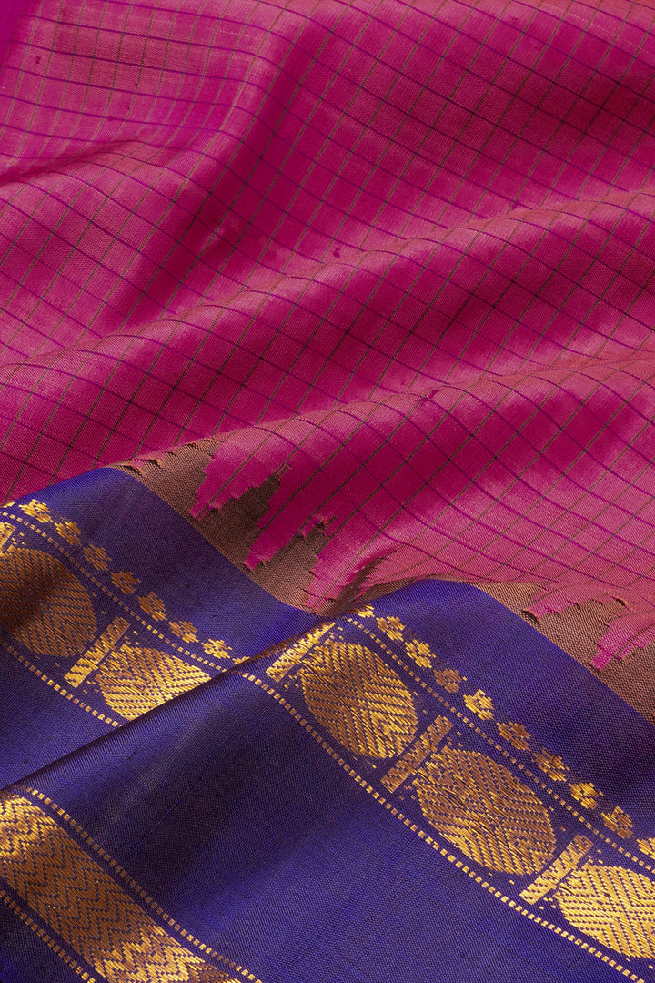 Pink Handloom Gadwal Kuttu Silk Saree - Avishya