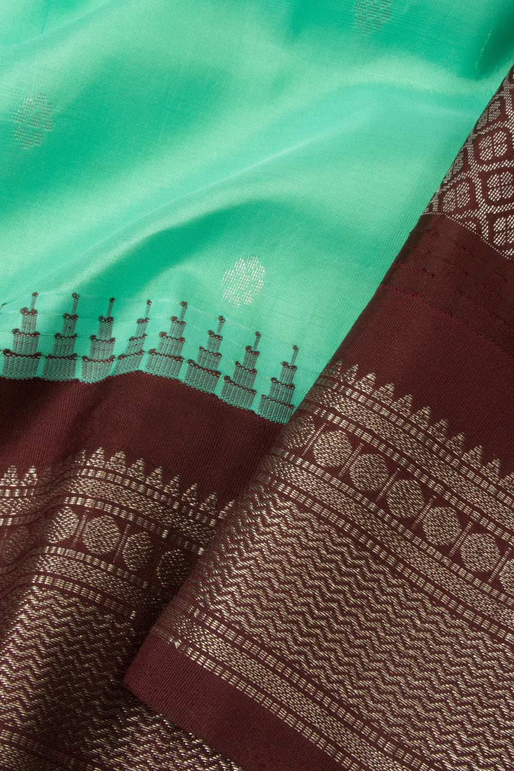 Turquoise Blue Handloom Gadwal Kuttu Silk Saree - Avishya