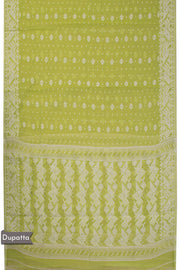 Lime Green Jamdani Style Cotton 2-Piece Salwar Suit Material 10069913