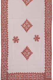 Scarlet Red  Ajrakh Printed Cutwork Applique Embroidered Cotton 3 Piece Salwar Suit Material 10070164