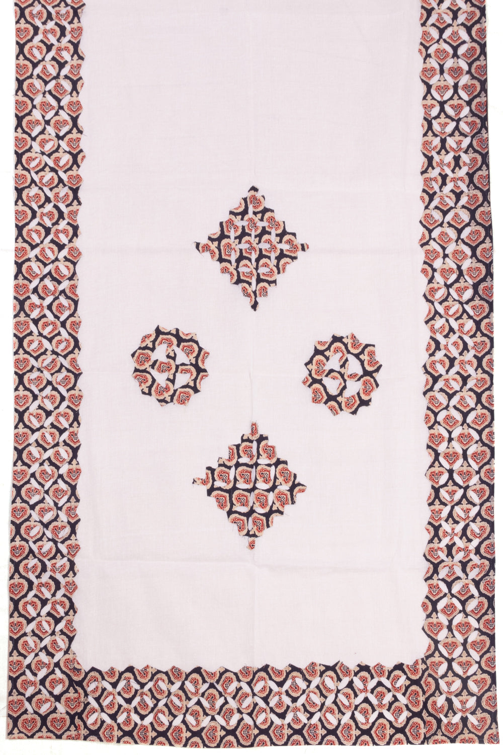 Black Barmer Applique Embroidered Cotton 3 Piece Salwar Suit Material 10070186