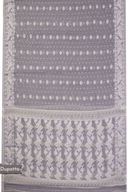 Grey Jamdani Style Cotton 2-Piece Salwar Suit Material 10069917