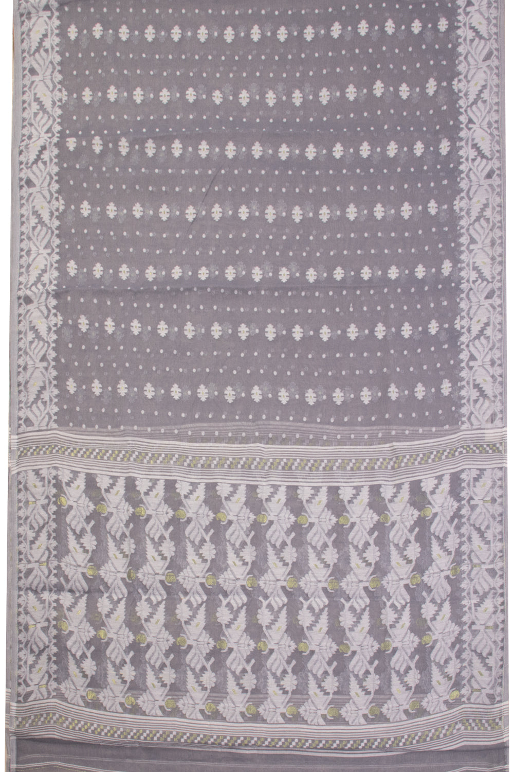 Grey Jamdani Style Cotton 2-Piece Salwar Suit Material