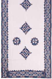 Azure Blue  Ajrakh Printed Cutwork Applique Embroidered Cotton 3 Piece Salwar Suit Material 10070176