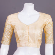 Cream Aari Embroidered Silk Blouse 10068936