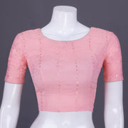 Pink Sequin Embroidered Georgette Blouse 10069798 - Avishya