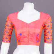 Pink Aari Embroidered Silk Blouse 10068937