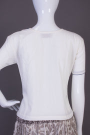 White Closed Neck Cotton Crop Top-Avishya