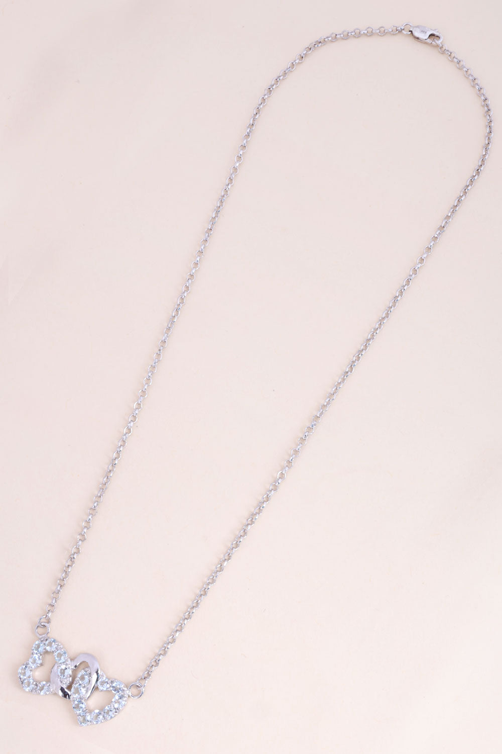 Aquamarine Heart Link Silver Necklace Pendant 10067135