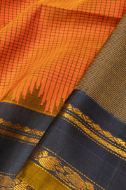 Orange Handloom Gadwal Kuttu Silk Saree - Avishya