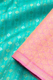 Aqua Blue Handloom Pure Kanjivaram Silk Saree 10062468