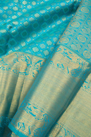 Topaz Blue Pure Zari Bridal Kanjivaram Silk Saree 10063064