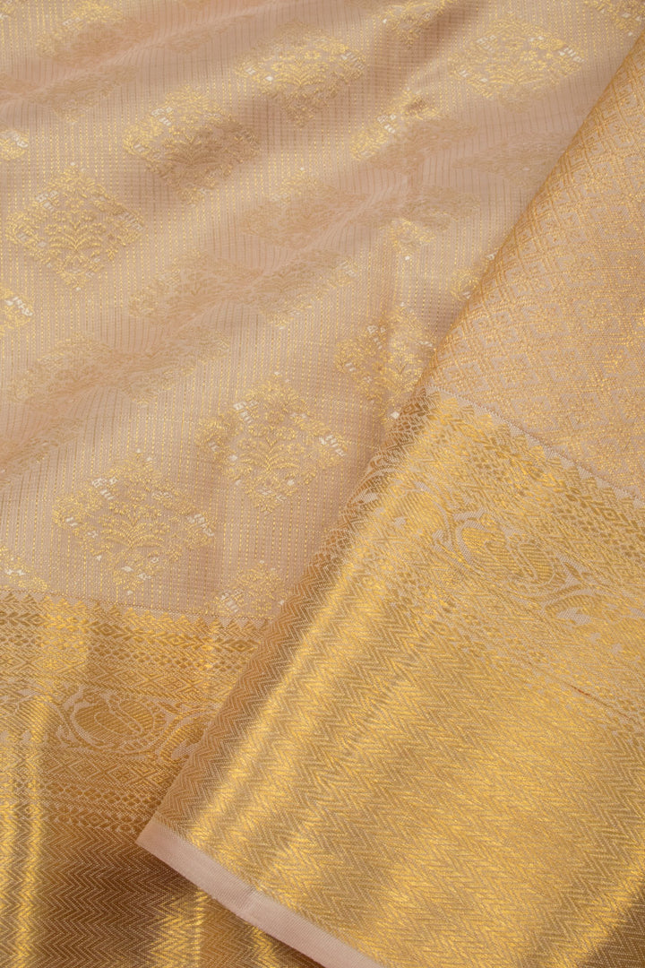 Beige Pure Zari Bridal Kanjivaram Silk Saree 10063065