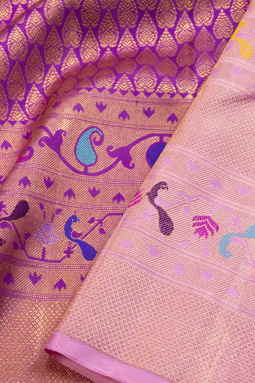 Purple Handloom Paithani Style Bridal Kanjivaram Silk Saree 10069117
