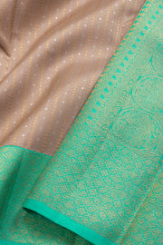 Brown Handloom Korvai Kanjivaram Silk Saree 10069136 - Avishya