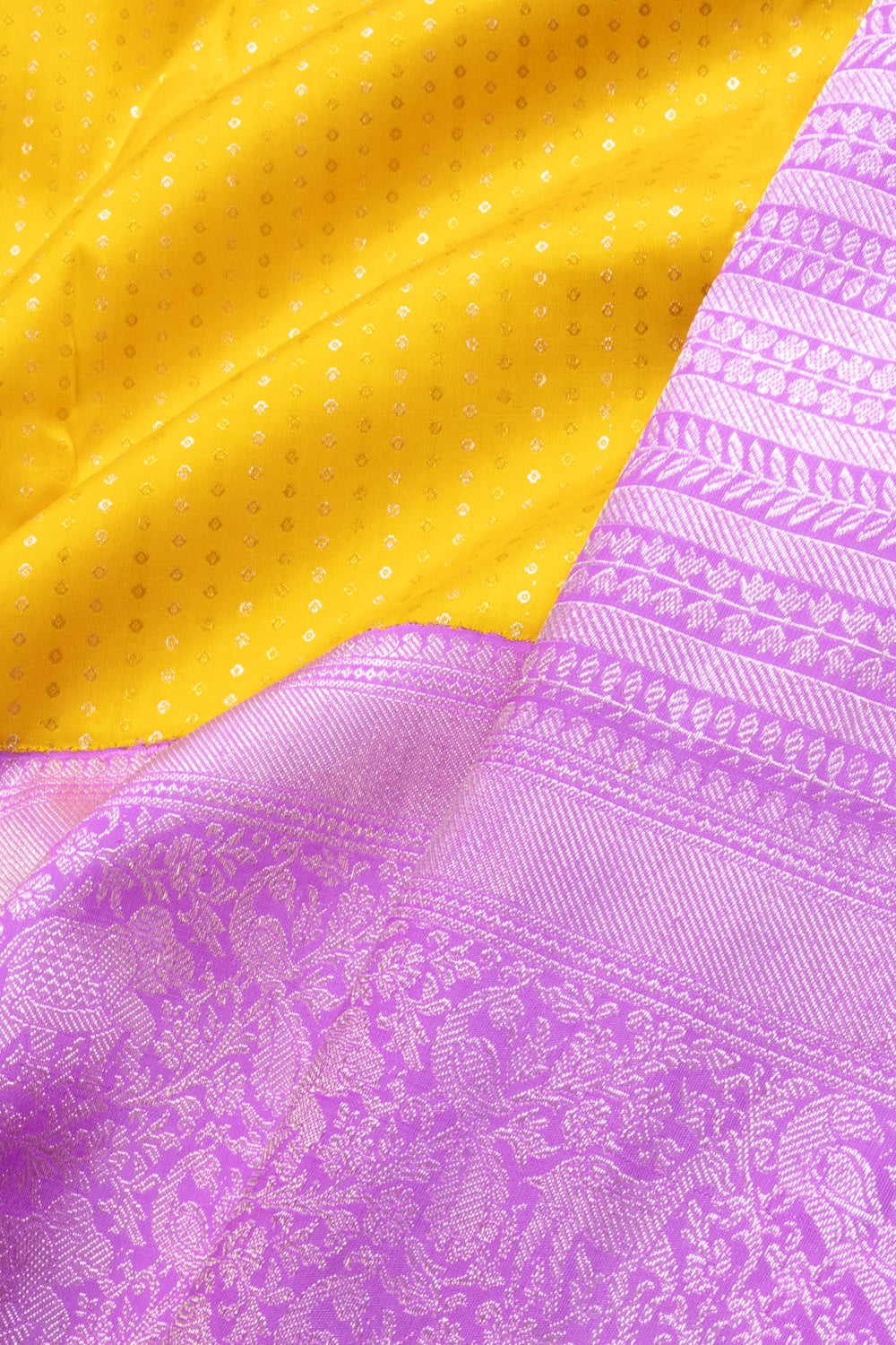 Yellow Handloom Bridal Korvai Kanjivaram Silk Saree 10069143