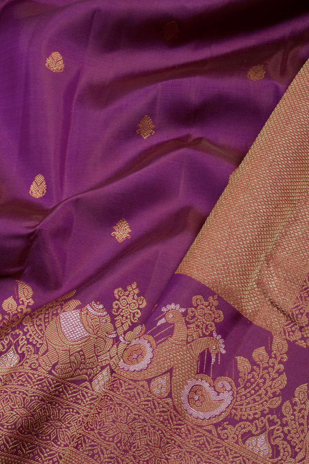 Purple Handloom Bridal Kanjivaram silk saree 10069150 - Avishya