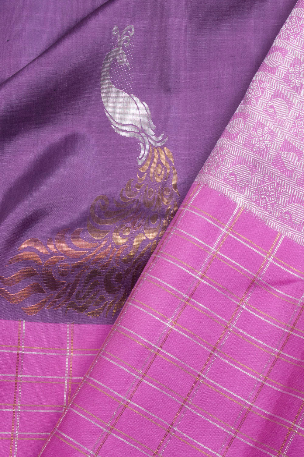 Mauve Handloom Kanjivaram Silk Saree 10069157 - Avishya