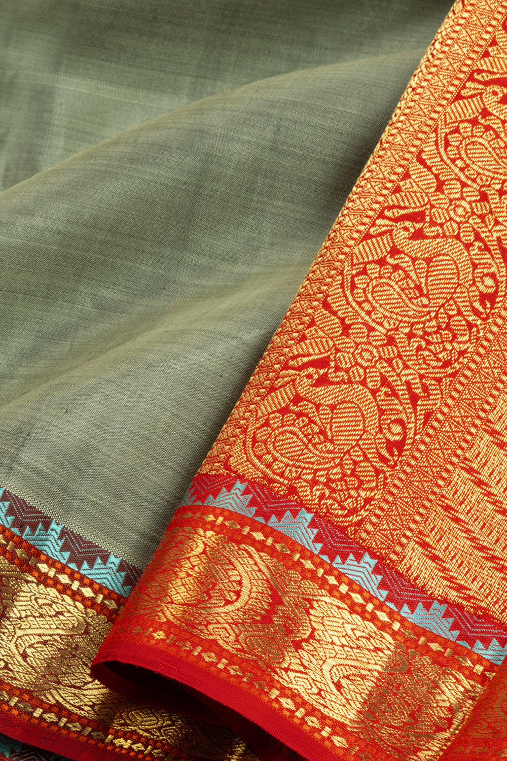 Grey Handloom Kanjivaram Silk Saree 10069163