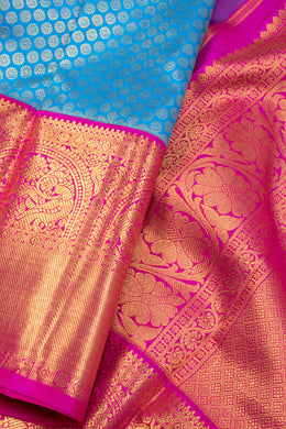 Ananda Blue Bridal Korvai Kanjivaram Silk Saree 10070592 - Avishya