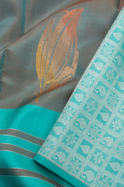 Blue & Grey Dual  Tone Kanjivaram Silk Saree 10070662