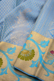 Blue Handloom Kanchipuram Pure Silk Saree 10072876